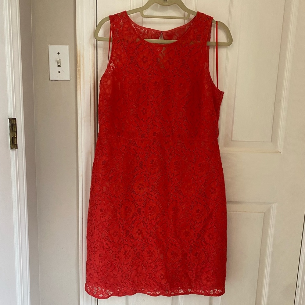 J Crew Coral Lace Sheath Dress